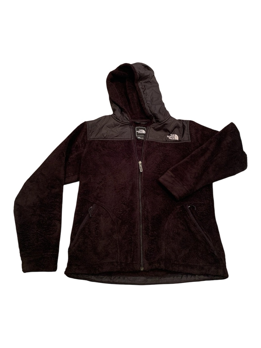 The North Face Women’s Black Hooded Puffer-Panel Fleece Jacket